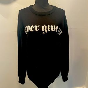 Forever 21 Never Give In logo sweater L